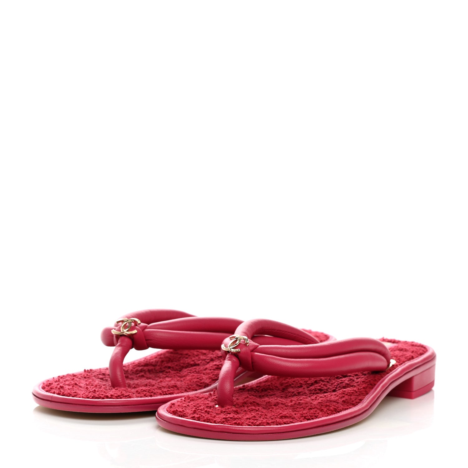 Chanel Lambskin Terry Cloth CC Thong Sandals 40 Pink 3 of 7