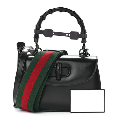 Gucci Boarded Dyana Lux Calfskin Web Monochrome Small Bamboo 1947 Top Handle Bag Black 1 of 13