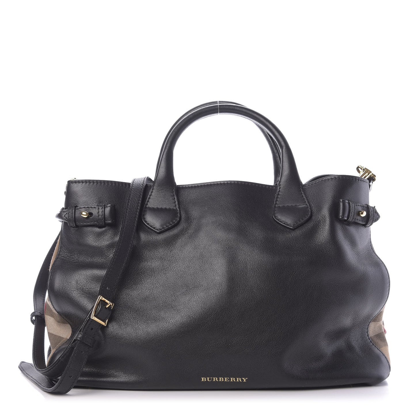 Smooth Calfskin Medium Banner Tote Black