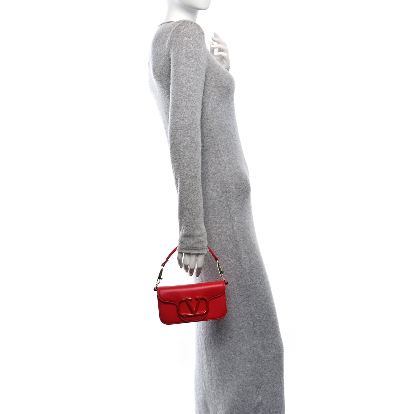 Calfskin Enamel Vlogo Small Loco Shoulder Bag Rouge Pur