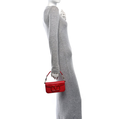 Valentino Garavani Calfskin Enamel Vlogo Small Loco Shoulder Bag Rouge Pur 2 of 9