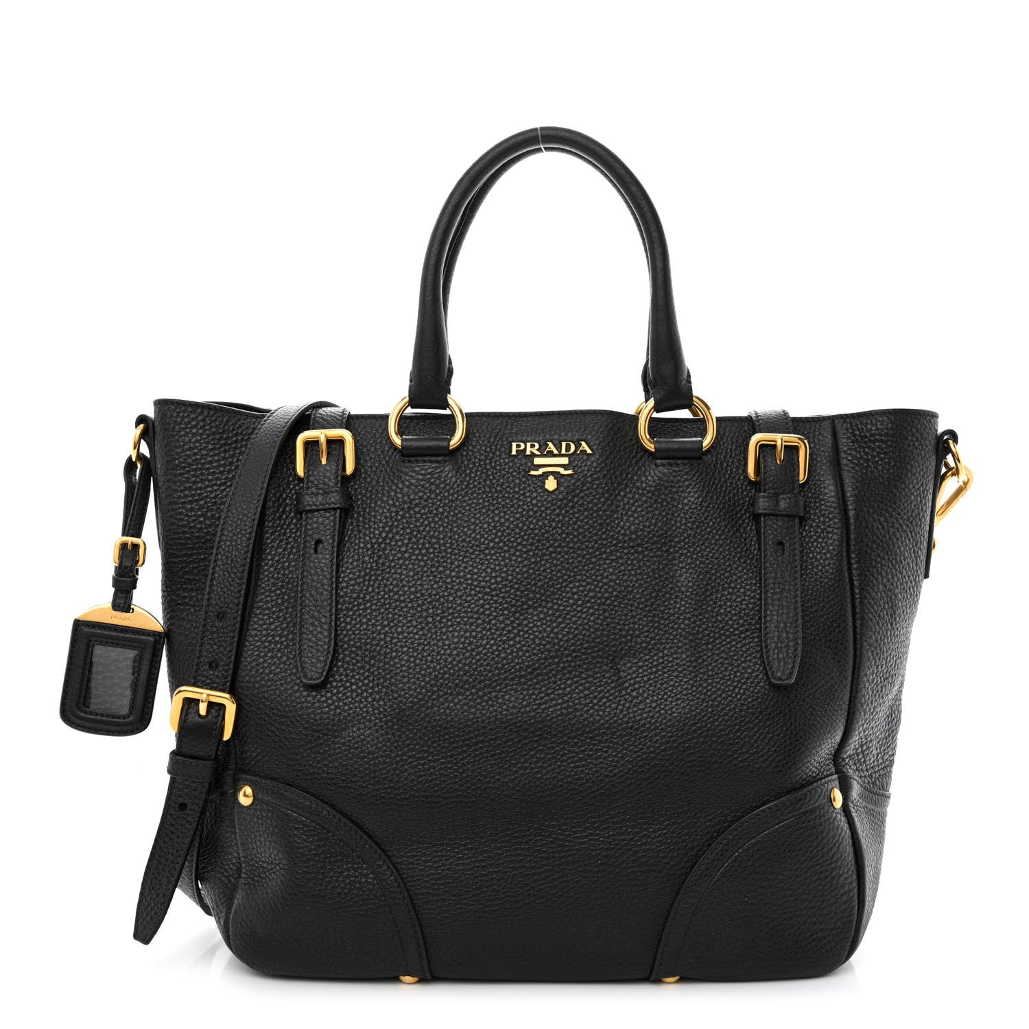 Prada Vitello Daino Tote Black 1 of 12