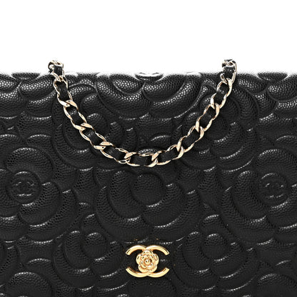 Chanel Caviar Camellia Embossed Wallet On Chain WOC Black 8 of 11