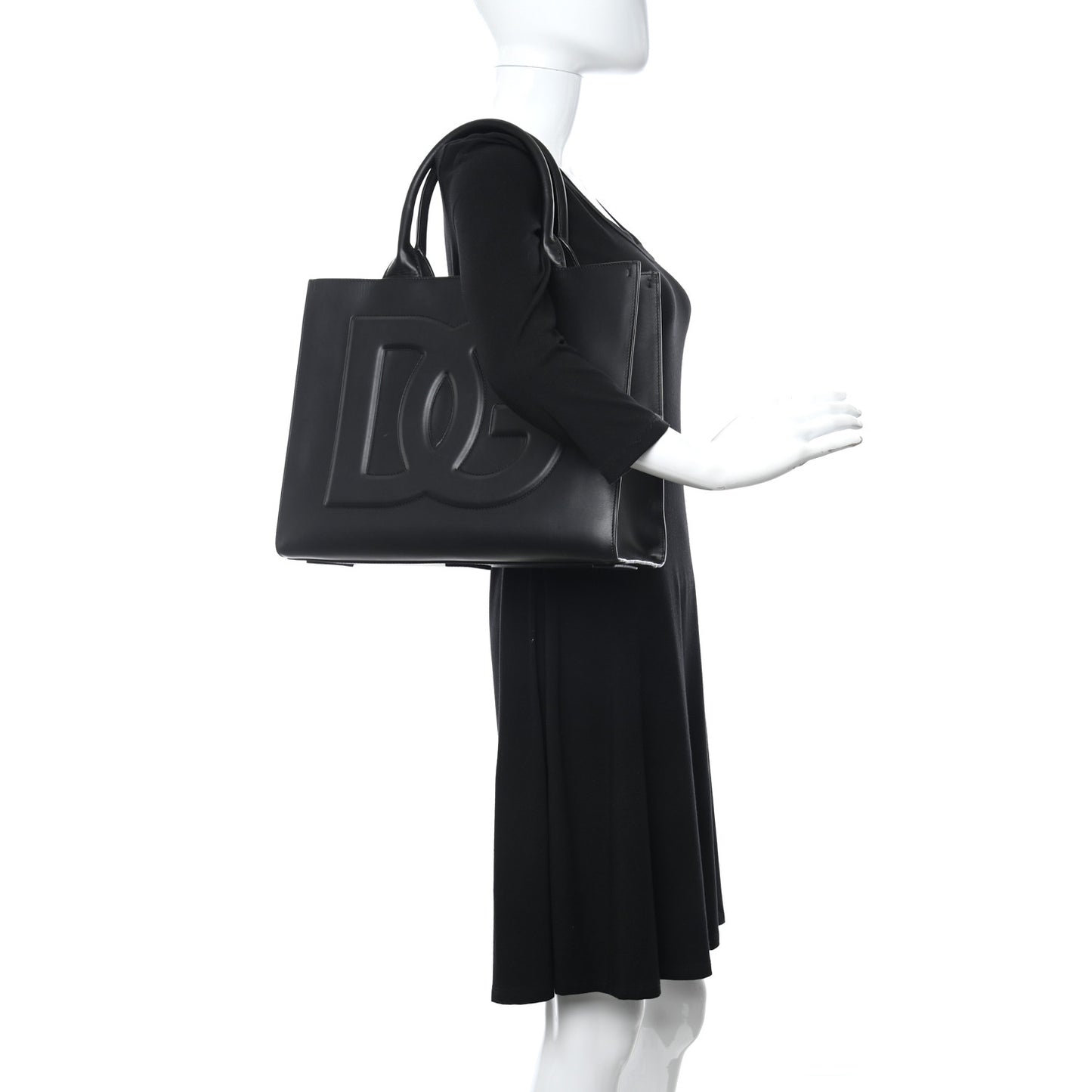 Calfskin Medium DG Daily Shopper Tote Black
