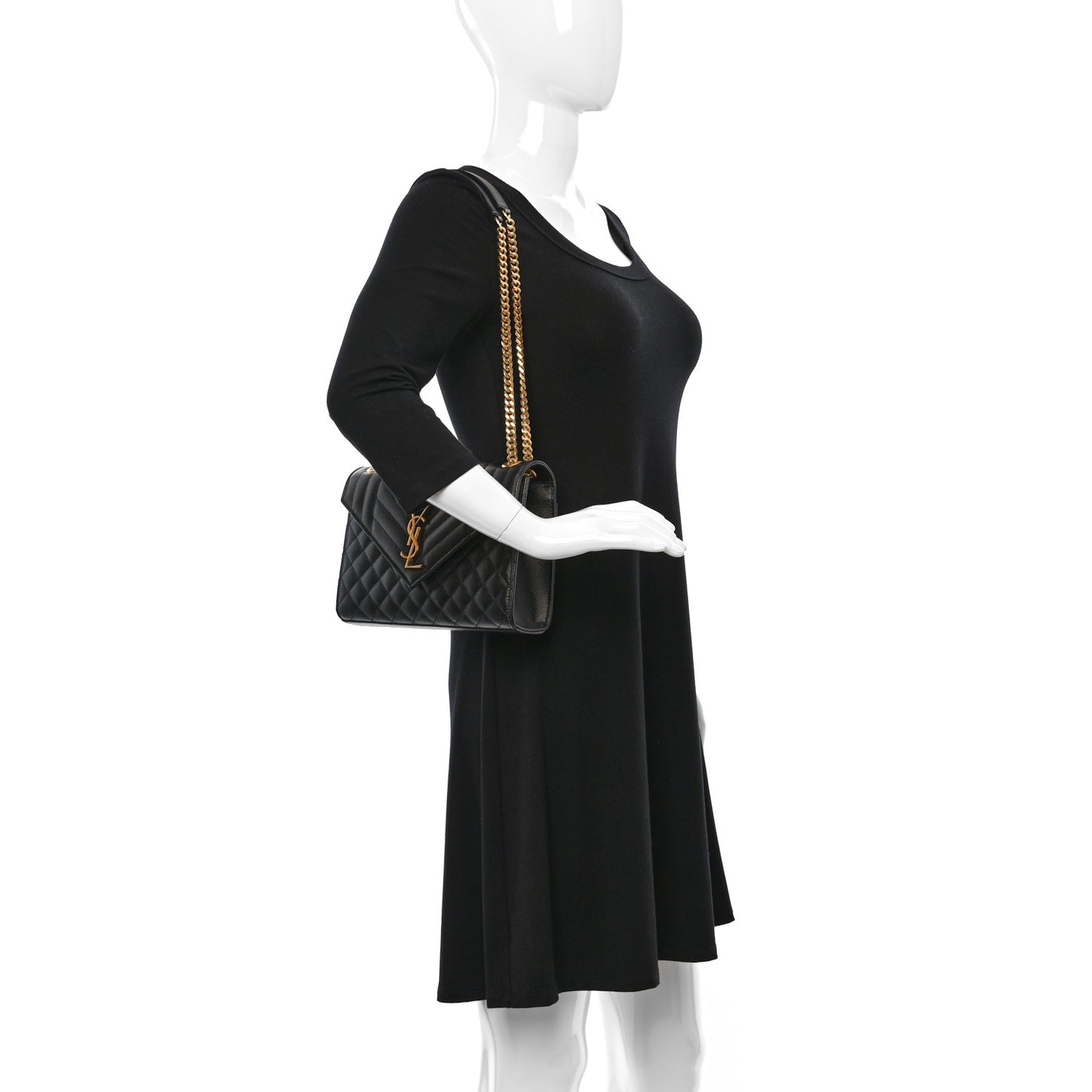 Grain De Poudre Textured Mixed Matelasse Triquilt Medium Monogram Satchel Black