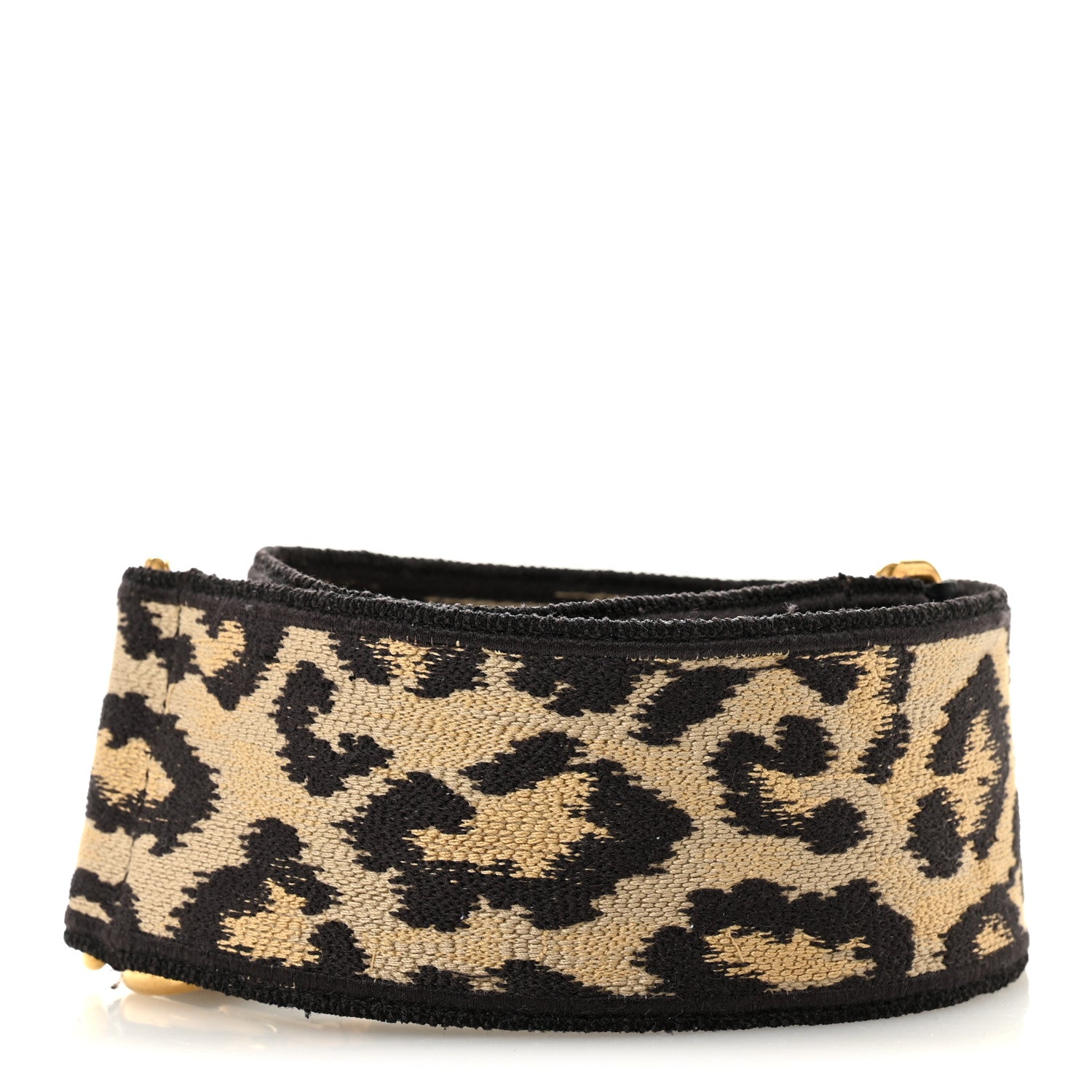Christian Dior Canvas Mizza Embroidered Leopard Shoulder Strap