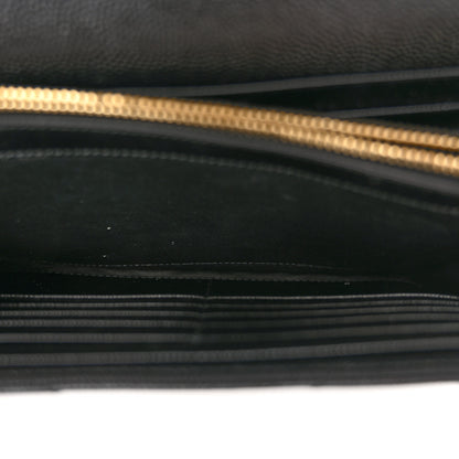 Saint Laurent Grain De Poudre Matelasse Chevron Monogram Chain Wallet Black 8 of 11