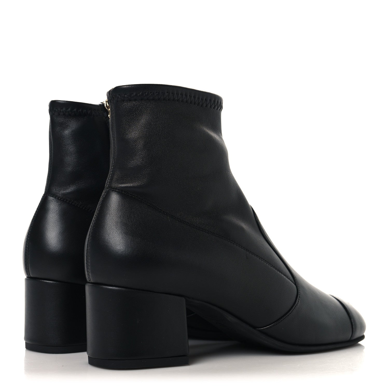 Chanel Stretch Lambskin Cap Toe CC Uniform Short Boots 36 Black 5 of 9