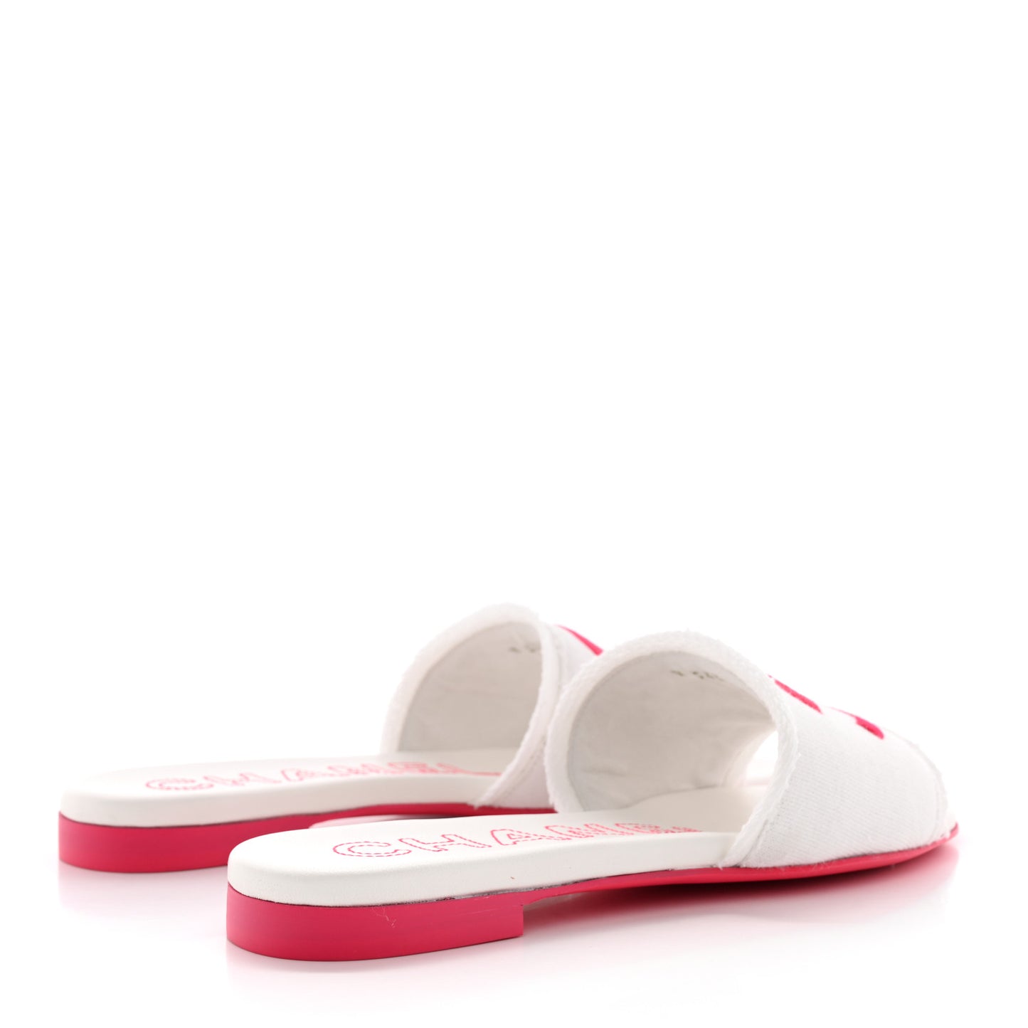 Jersey Knit CC Mules White 37 Fuchsia