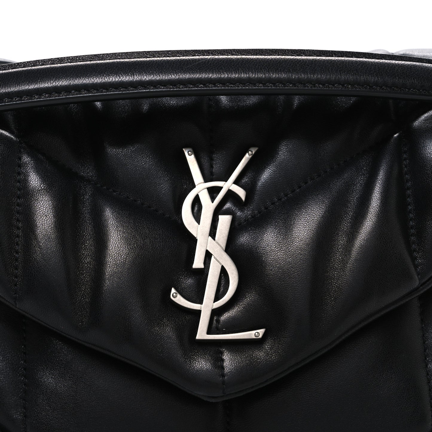 Lambskin Quilted Small Loulou Puffer Monogram Chain Satchel Black