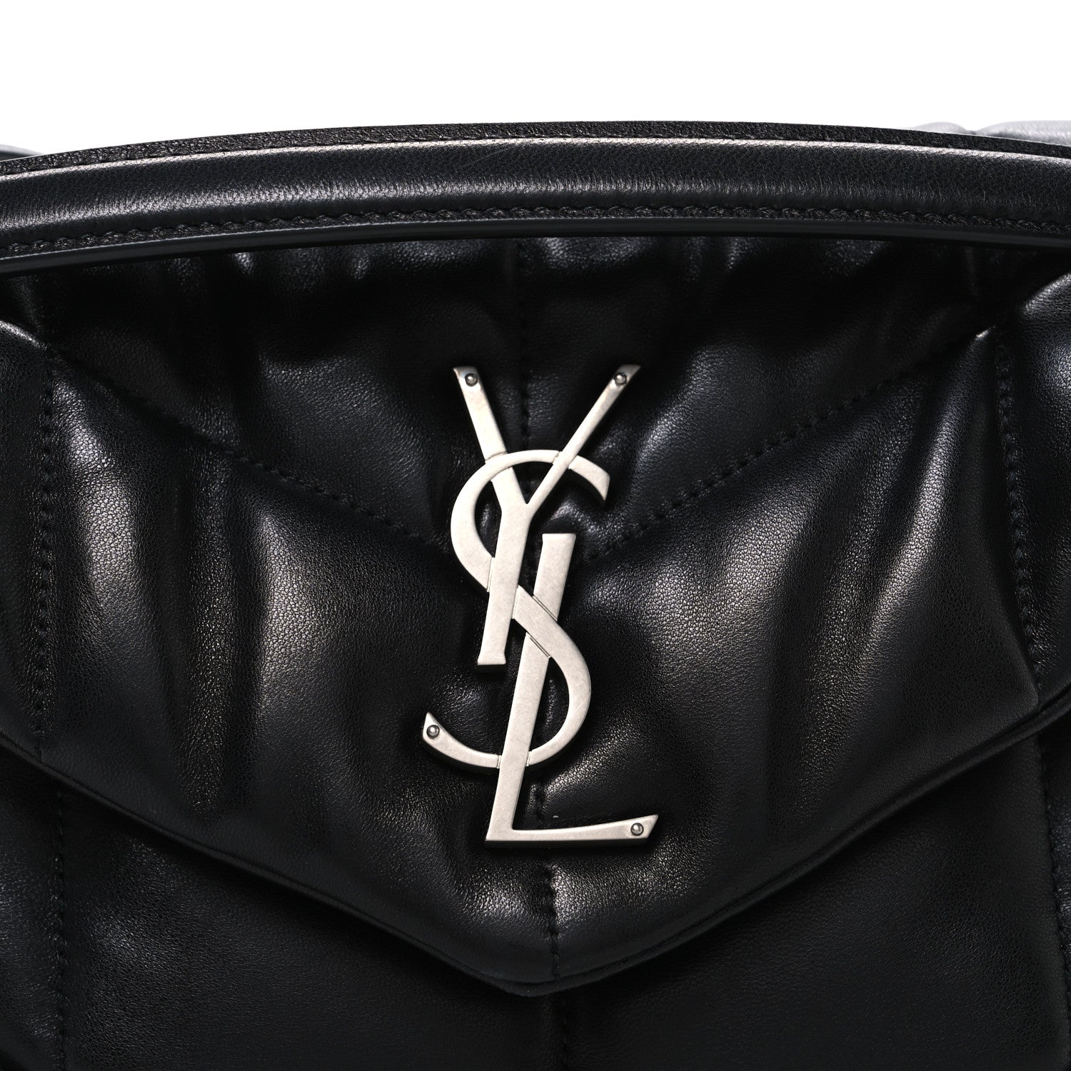 Saint Laurent Lambskin Quilted Small Loulou Puffer Monogram Chain Satchel Black 8 of 10