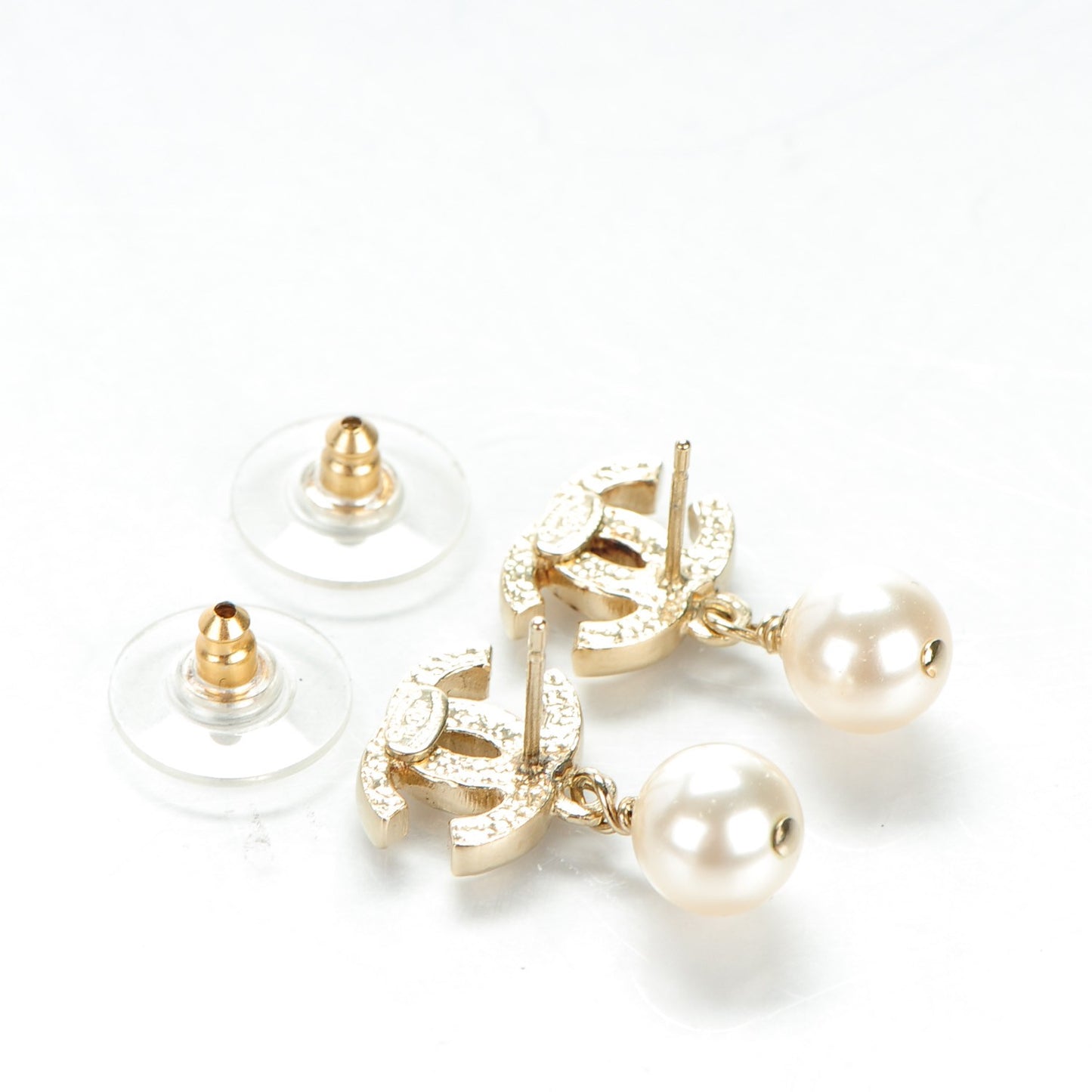 Pearl CC Drop Earrings Gold