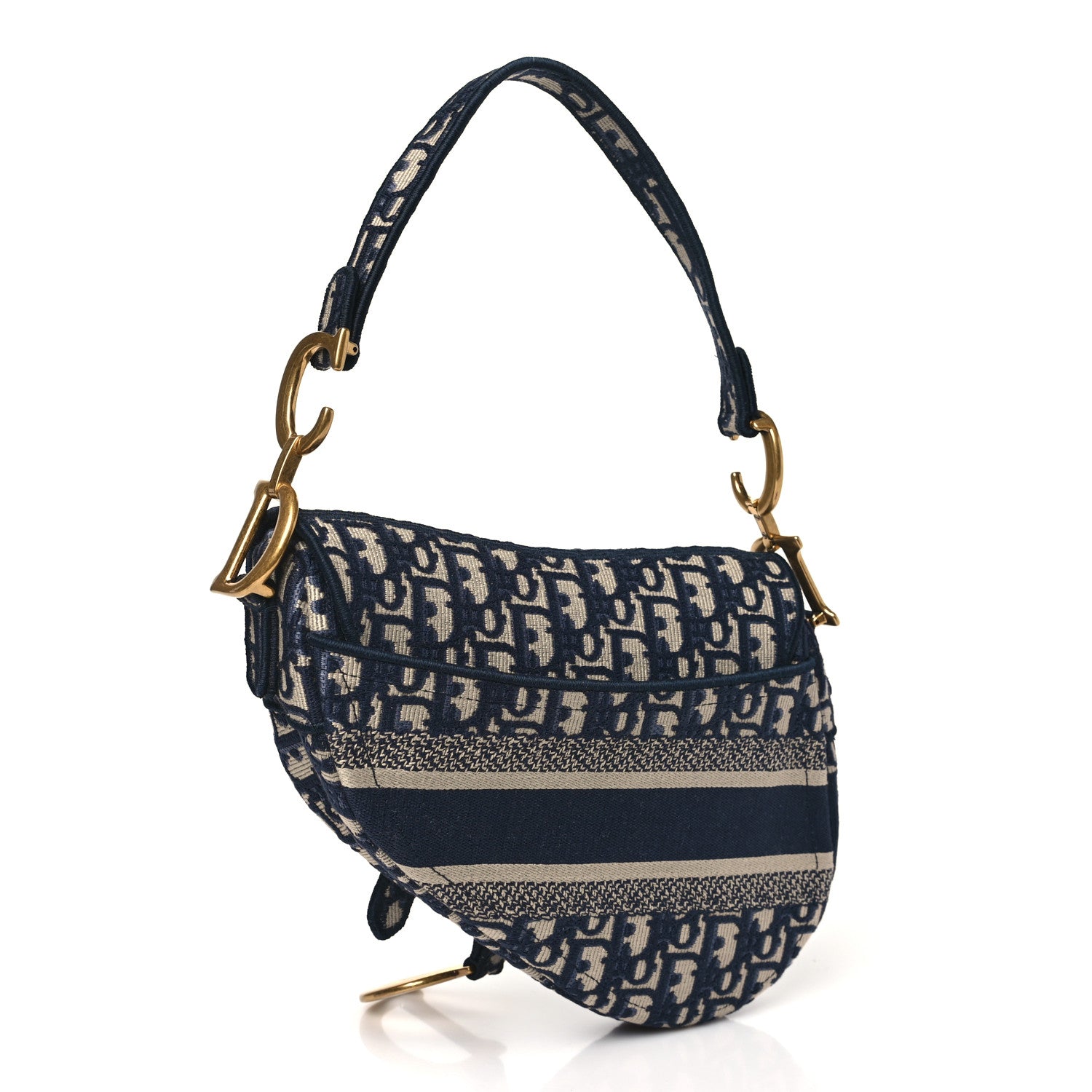 Christian Dior Oblique Embroidered Saddle Bag Blue 3 of 11