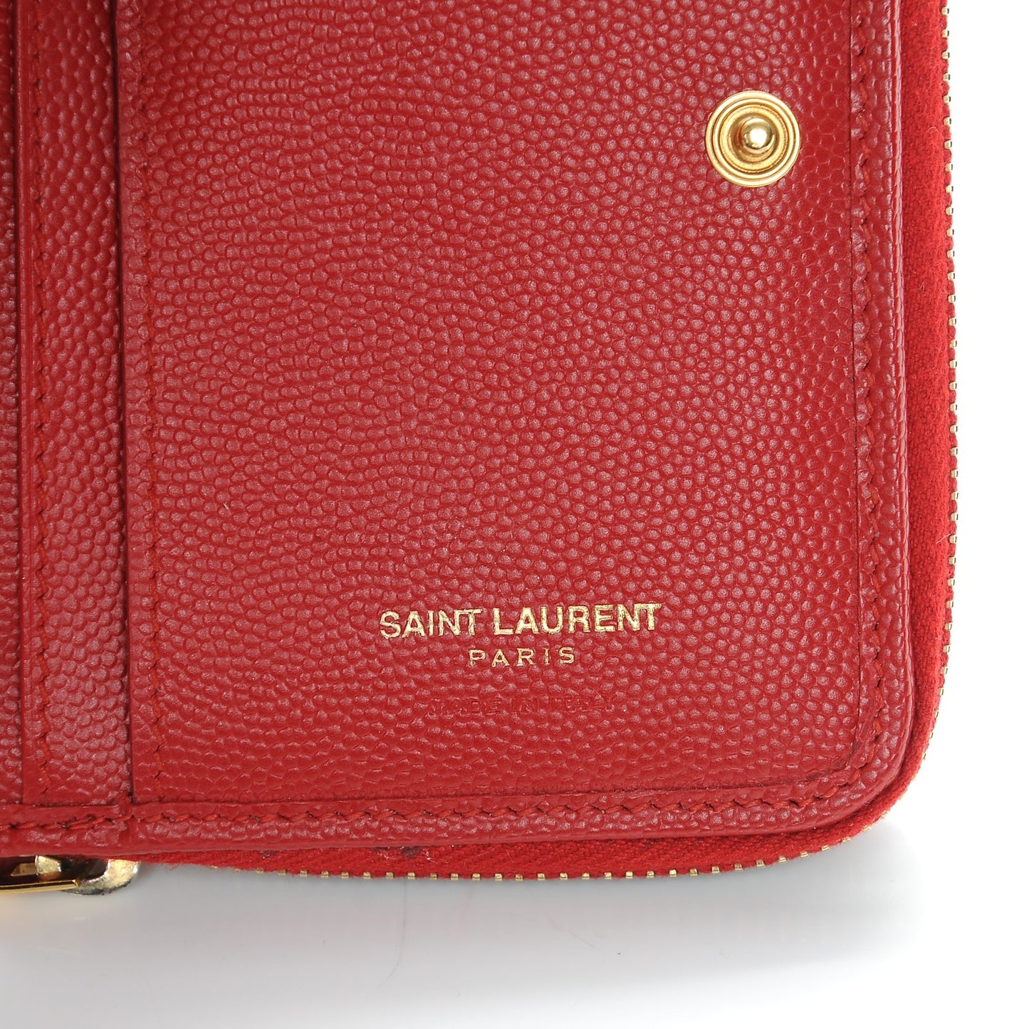 Grain De Poudre Matelasse Chevron Monogram Compact Zip Around Wallet Red