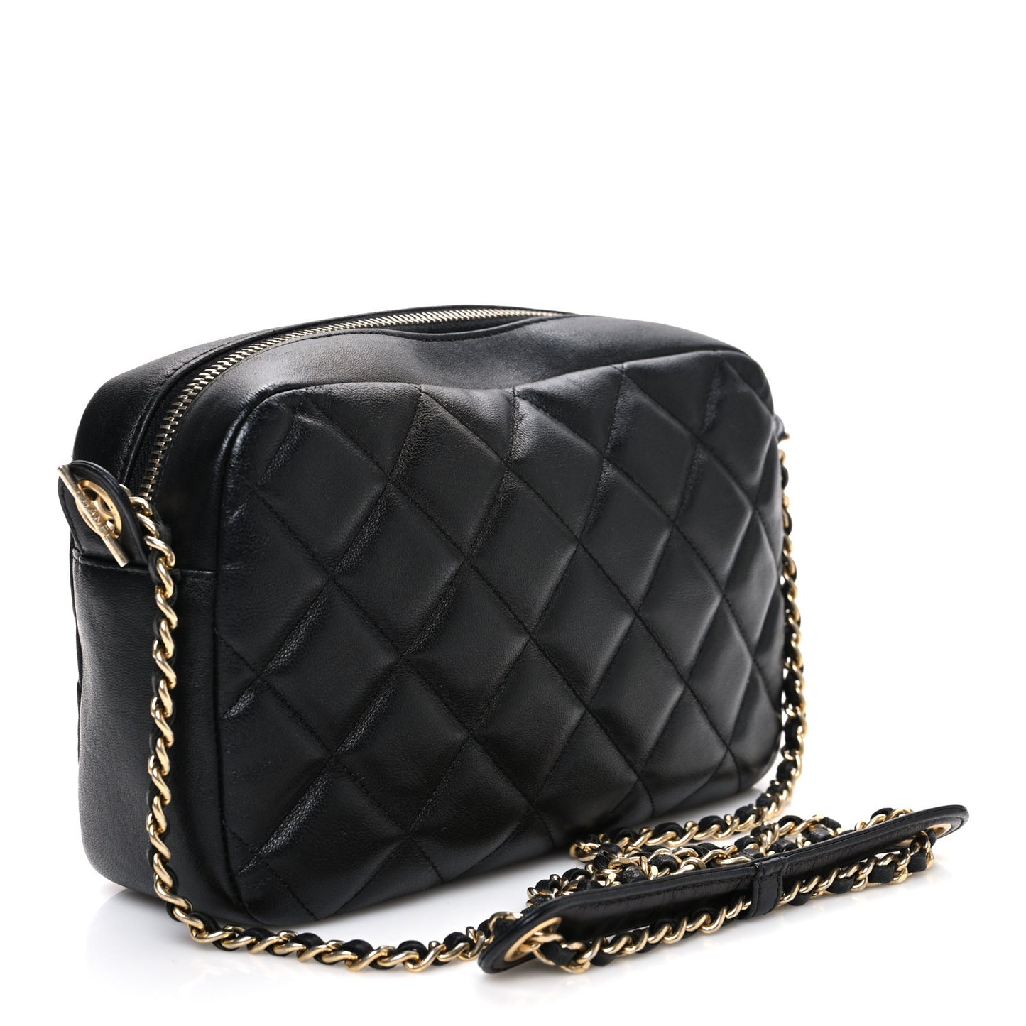 Lambskin Quilted Small Diamond CC Camera Case Black