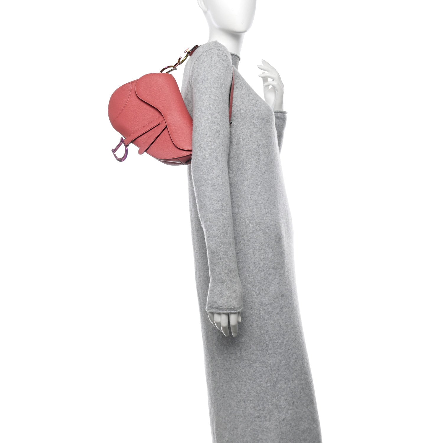 Christian Dior Grained Calfskin Saddle Bag Pink 2 of 10