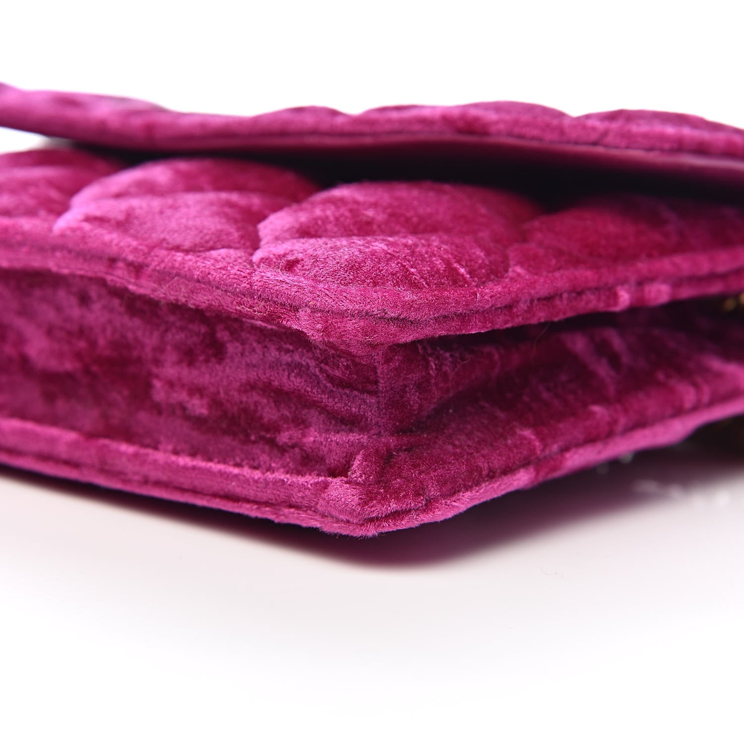Balenciaga Crushed Velvet Crystal Mattress Quilted BB Wallet On Chain Fuchsia 10 of 11