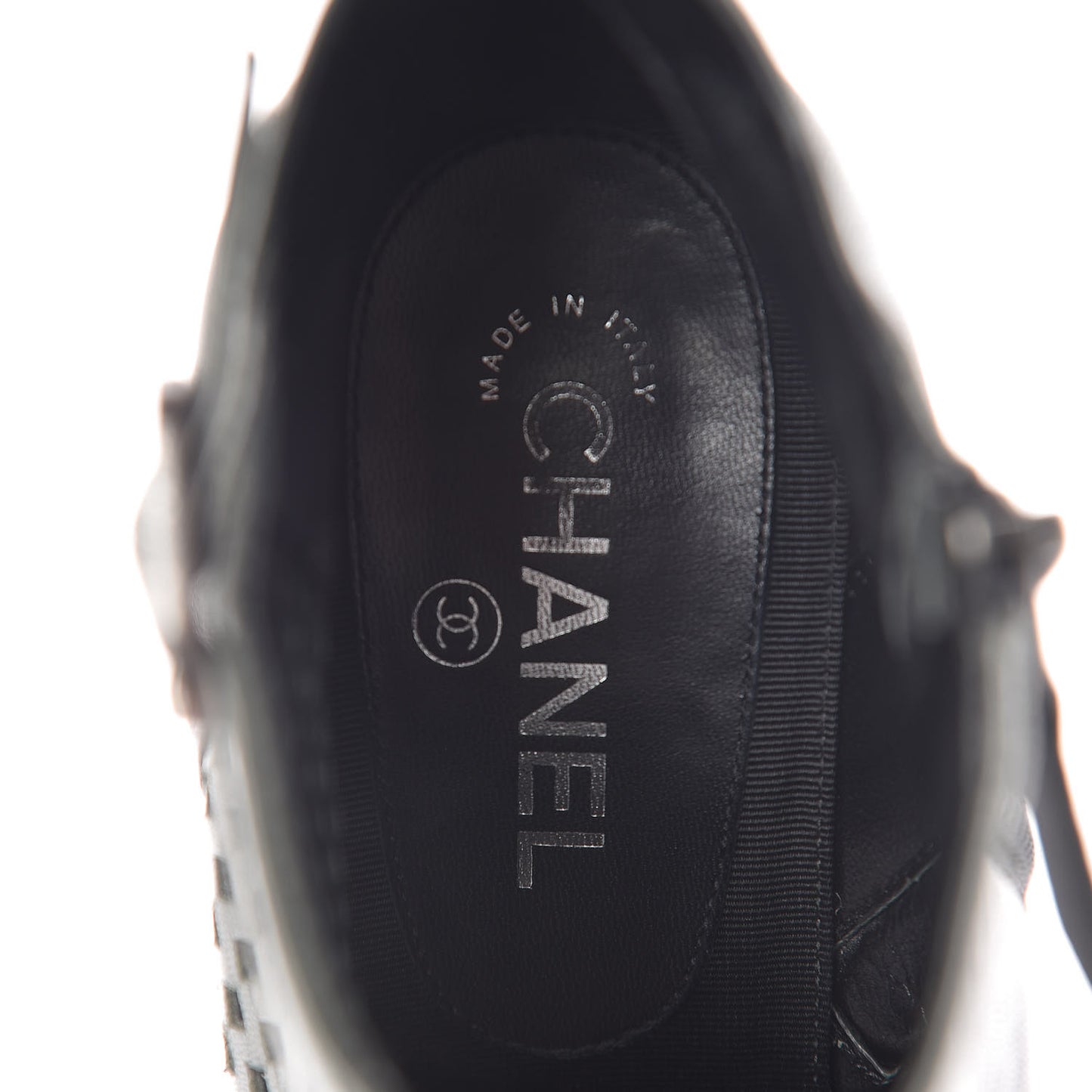 Perforated Lambskin CC Ankle Boots 37 Grey Black