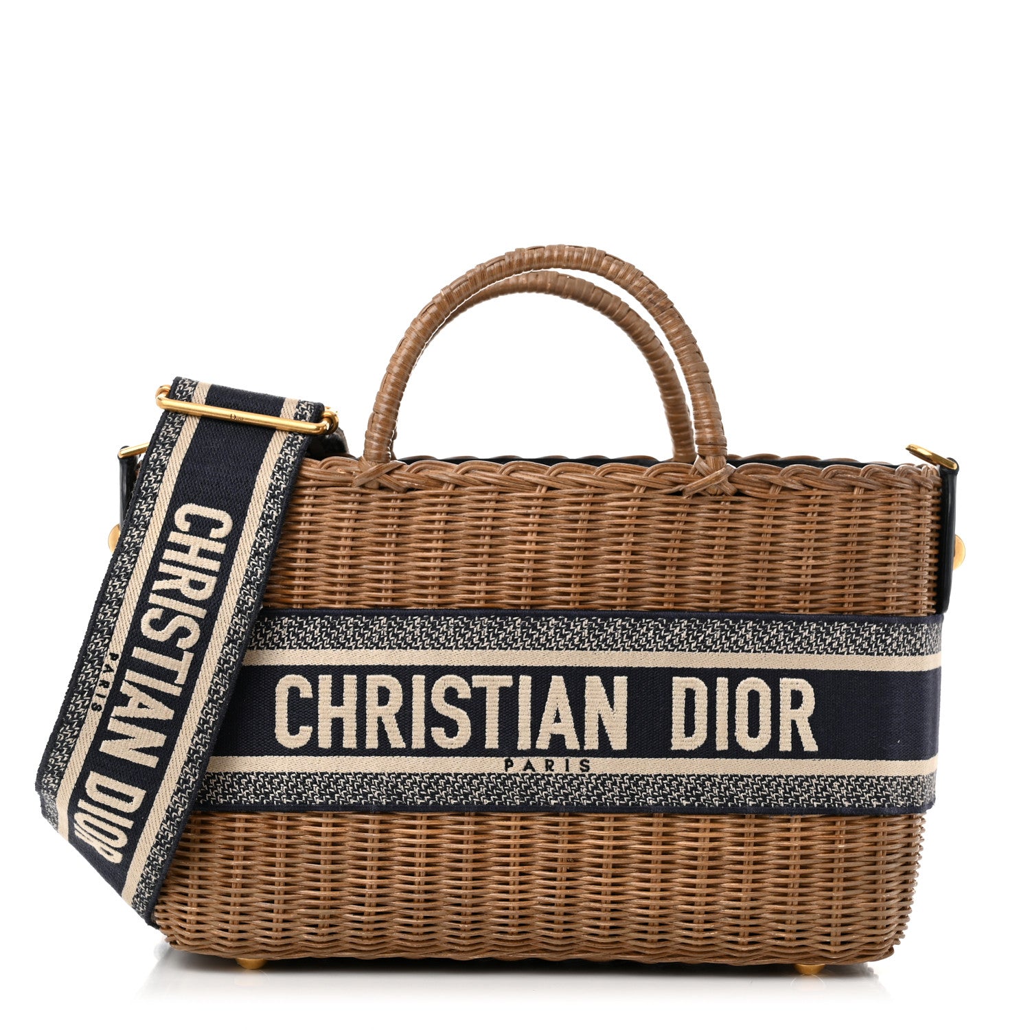Christian Dior Wicker Oblique Basket Bag Blue 1 of 14