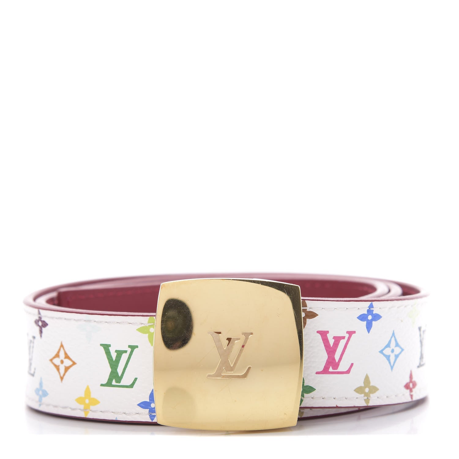 Louis Vuitton Monogram Multicolor LV Cut Reversible Belt 80 32 White Grenade 1 of 8