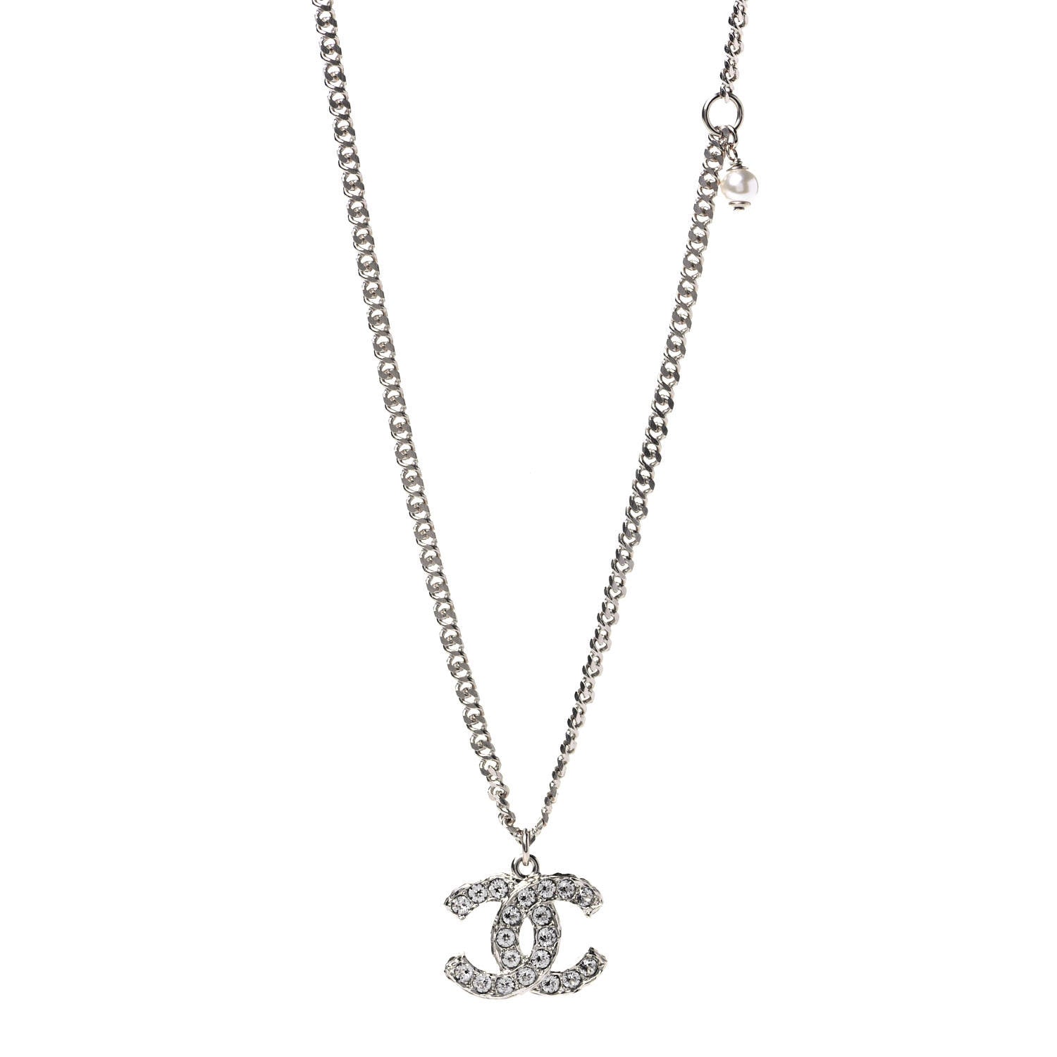 Chanel Pearl Crystal CC Pendant Necklace Gold 1 of 4