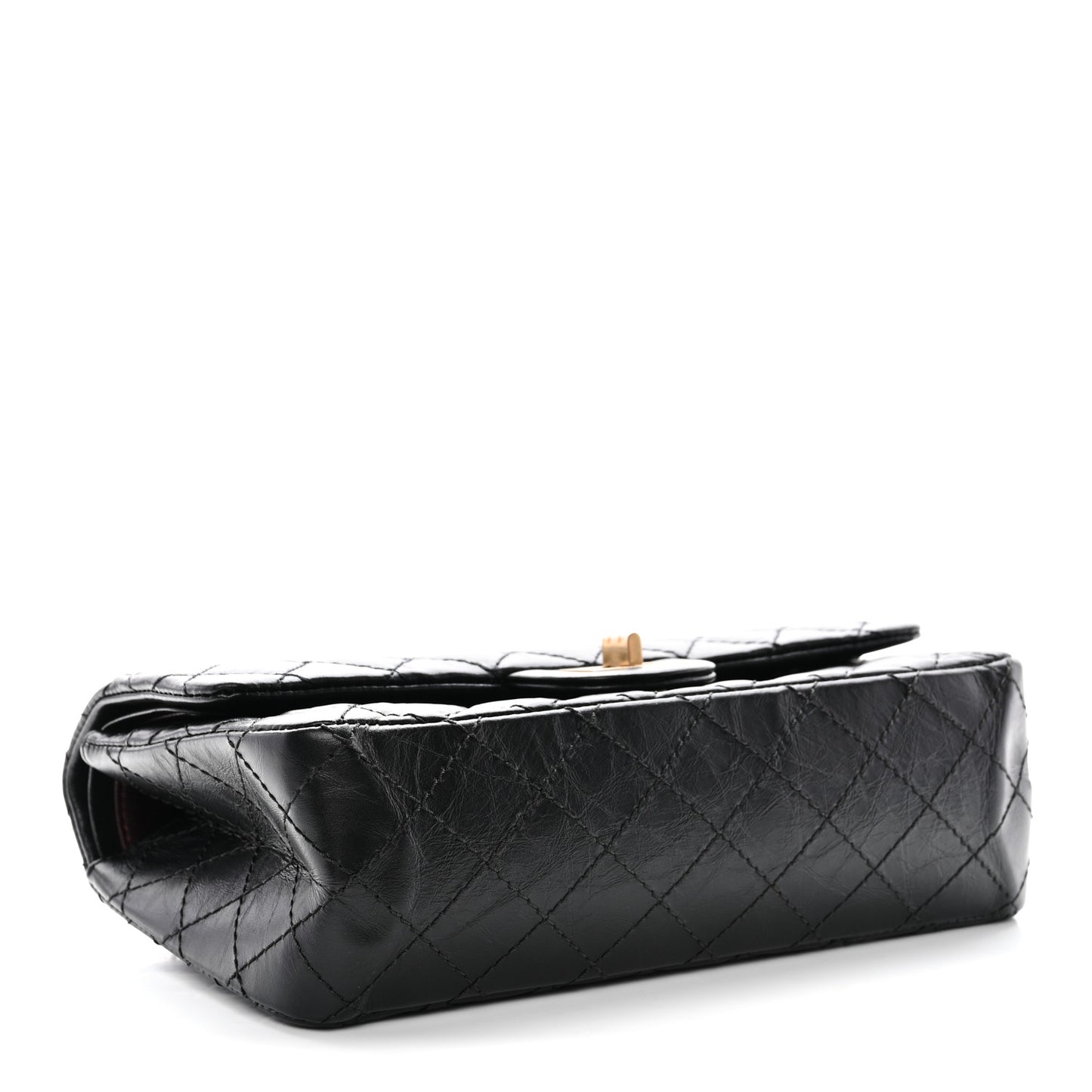 Aged Calfskin Quilted 2.55 Reissue 225 Flap Black Black