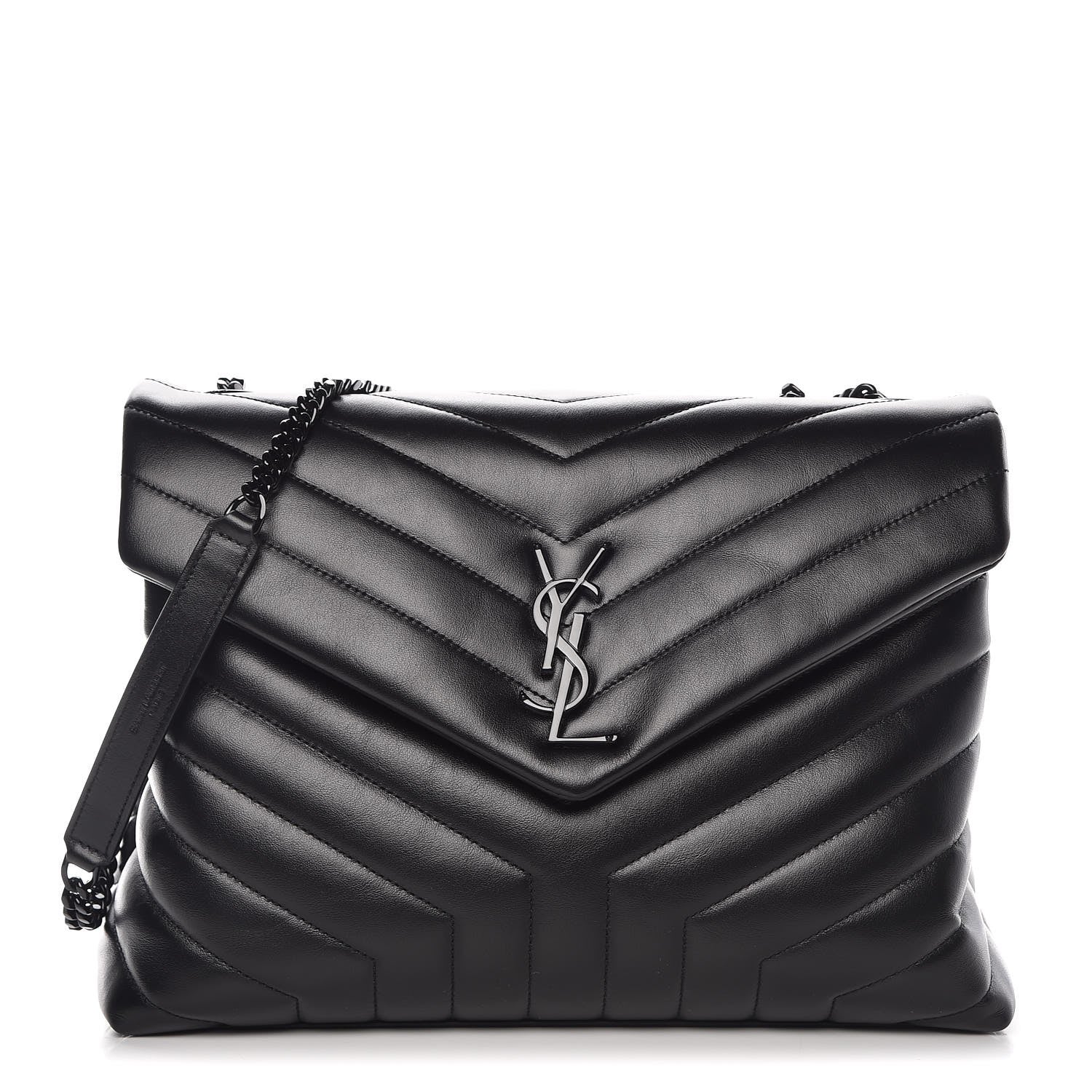 Saint Laurent Calfskin Y Quilted Monogram Medium Loulou Chain Satchel Black 1 of 8