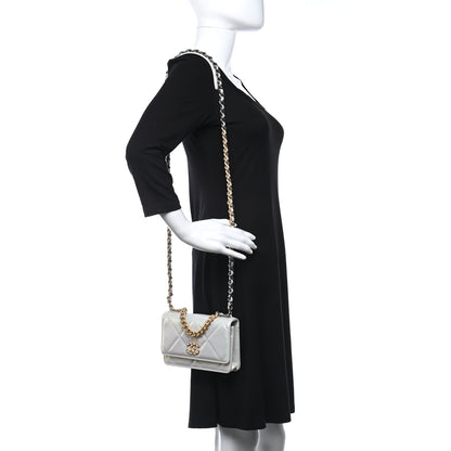 Chanel Iridescent Calfskin Quilted Chanel 19 Wallet On Chain WOC White 2 of 10