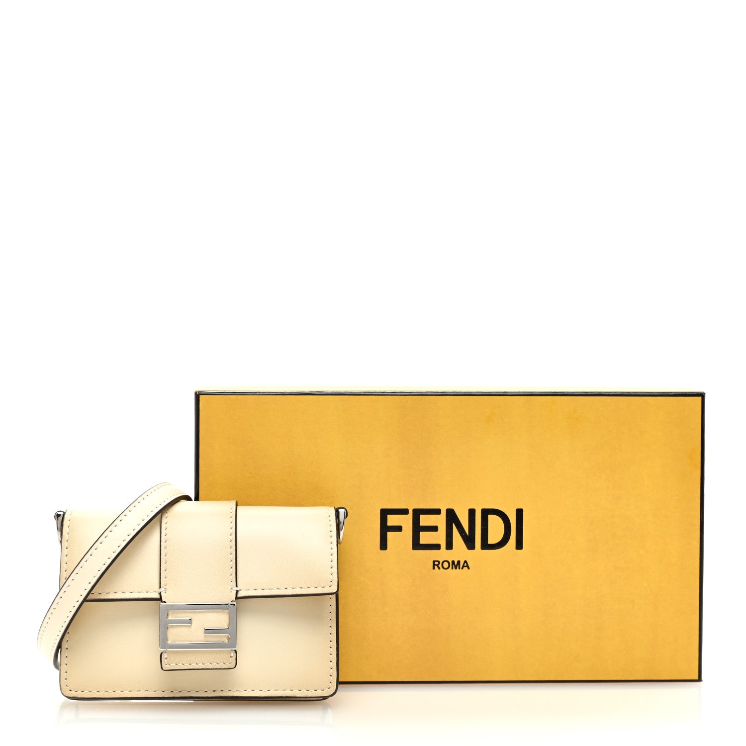 Fendi Vitello King Tamponato Micro Flat Baguette White Ice 11 of 11