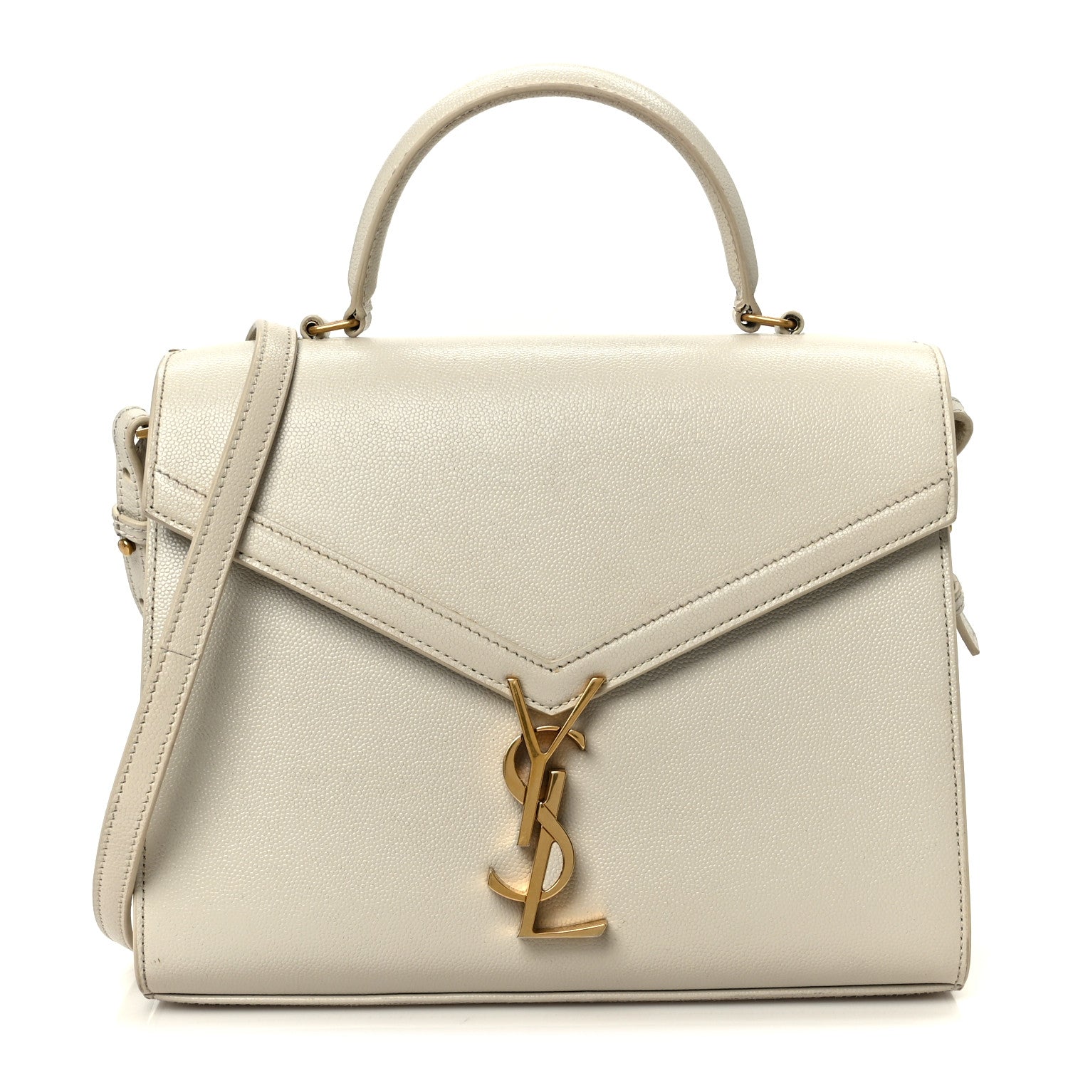 Saint Laurent Grain de Poudre Medium Classic Monogram Cassandra Top Handle Crema Soft Rouge Legion 1 of 11