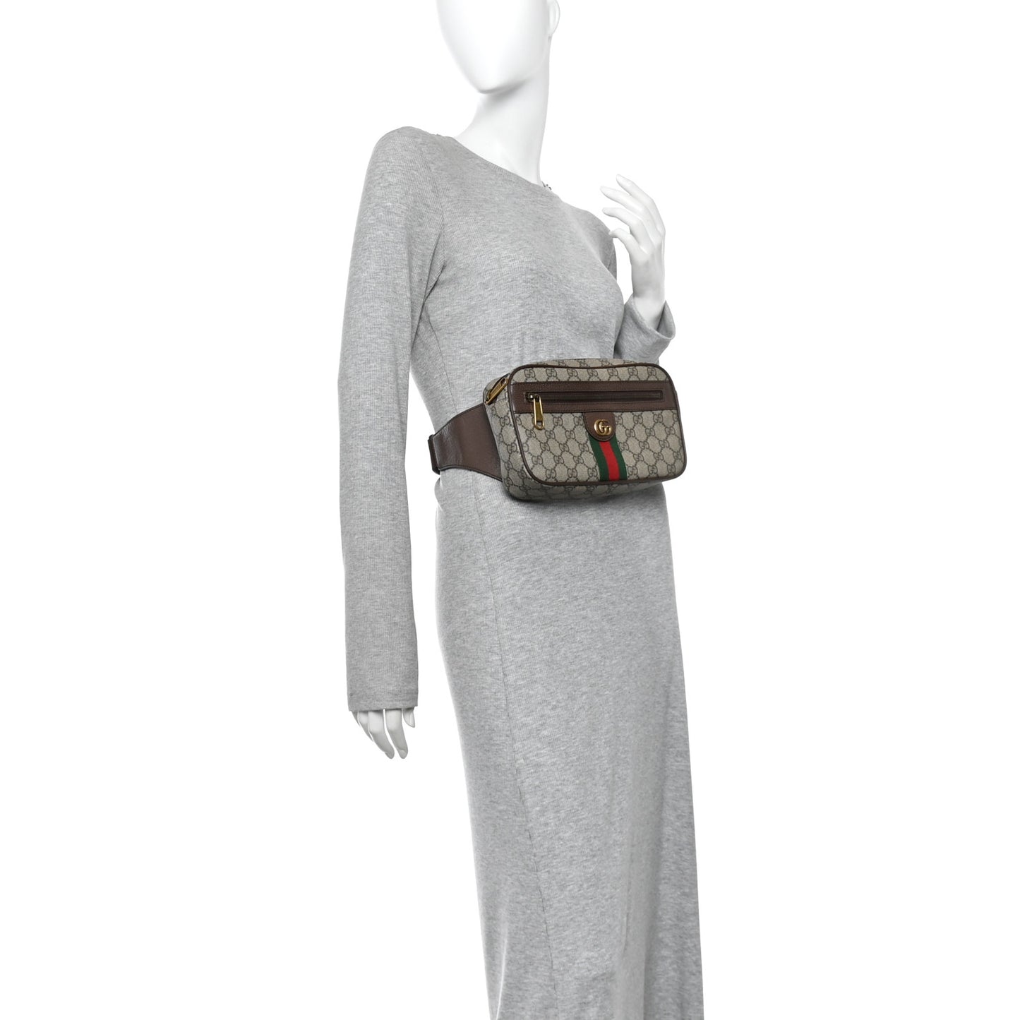 Soft GG Supreme Monogram Medium Ophidia Belt Bag Dark Brown