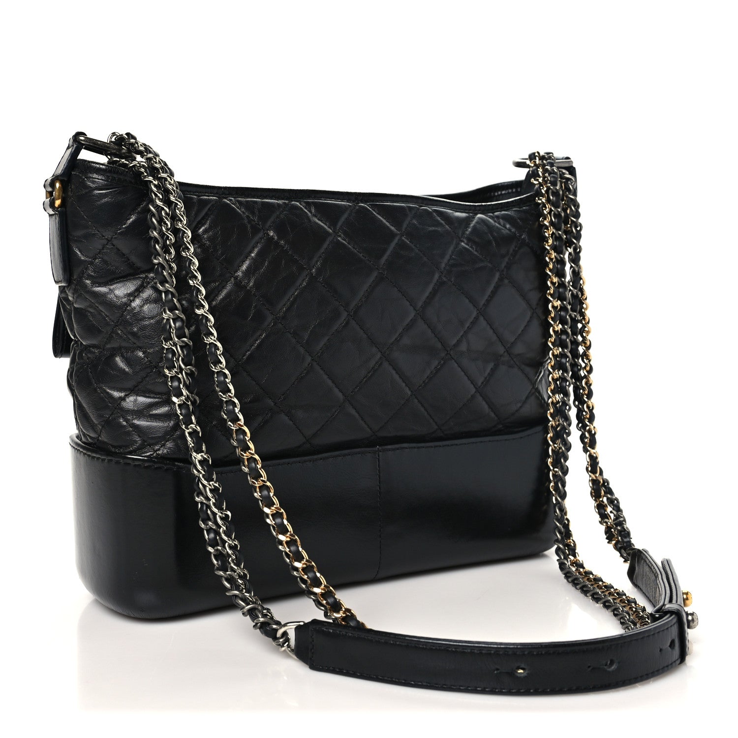 Chanel Aged Calfskin Quilted Medium Gabrielle Hobo Black 3 of 10