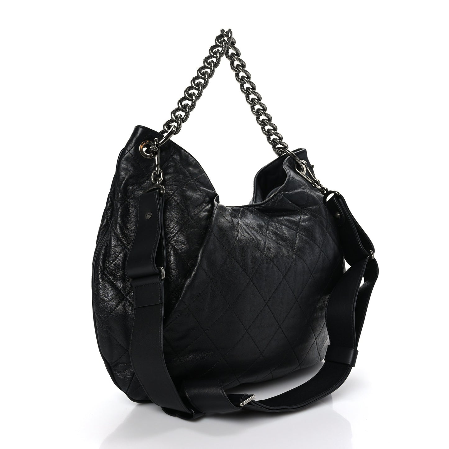 Calfskin Coco Pleats Hobo Black