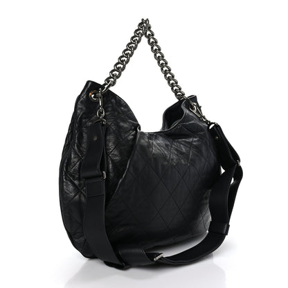 Chanel Calfskin Coco Pleats Hobo Black 3 of 9