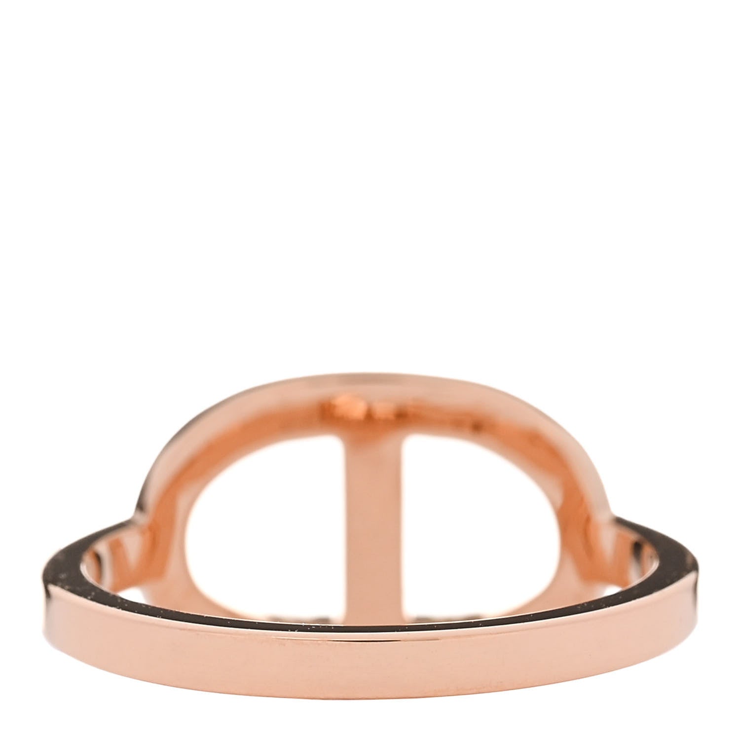 Hermes 18K Rose Gold Diamond MM Chaine d'Ancre Contour Ring 54 6.75 3 of 5