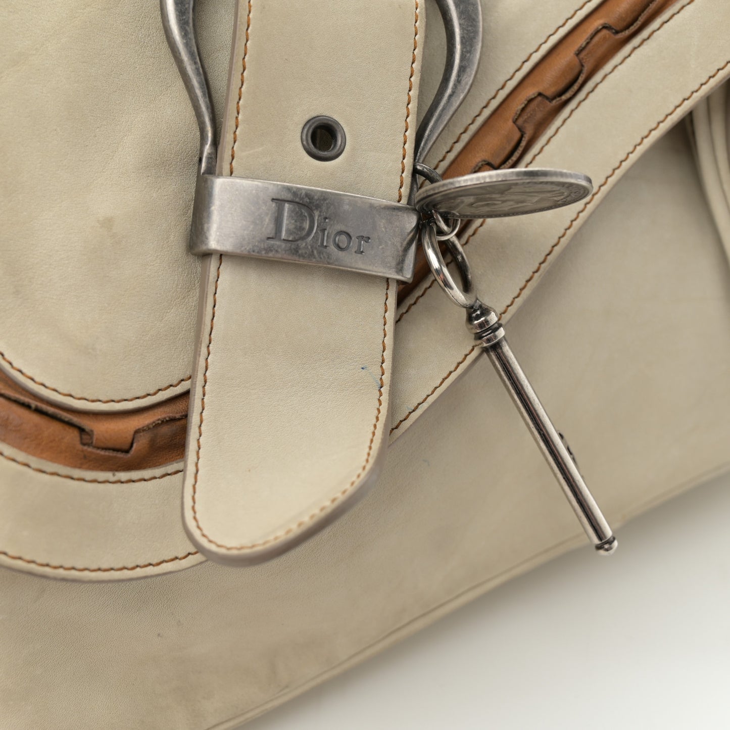 Calfskin Medium Gaucho Double Saddle Bag Ivory