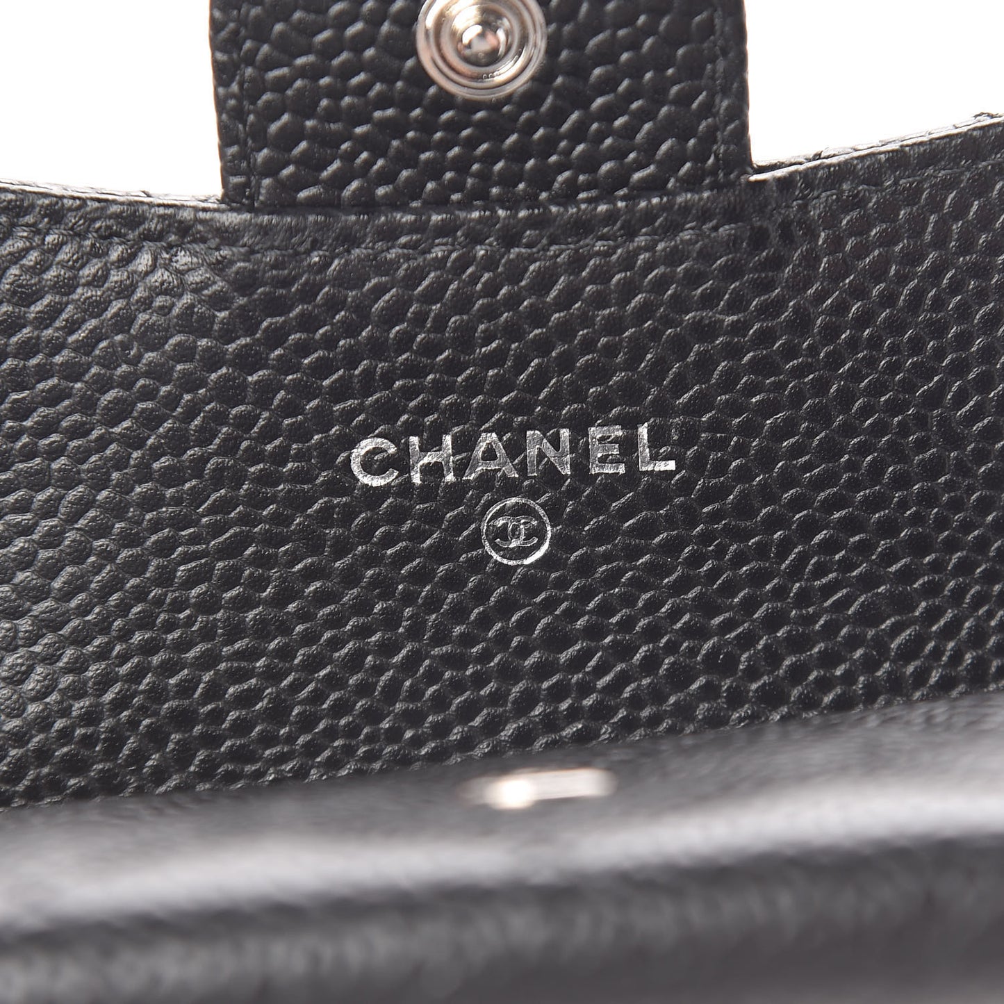 Caviar Quilted Flap Card Holder Wallet Black