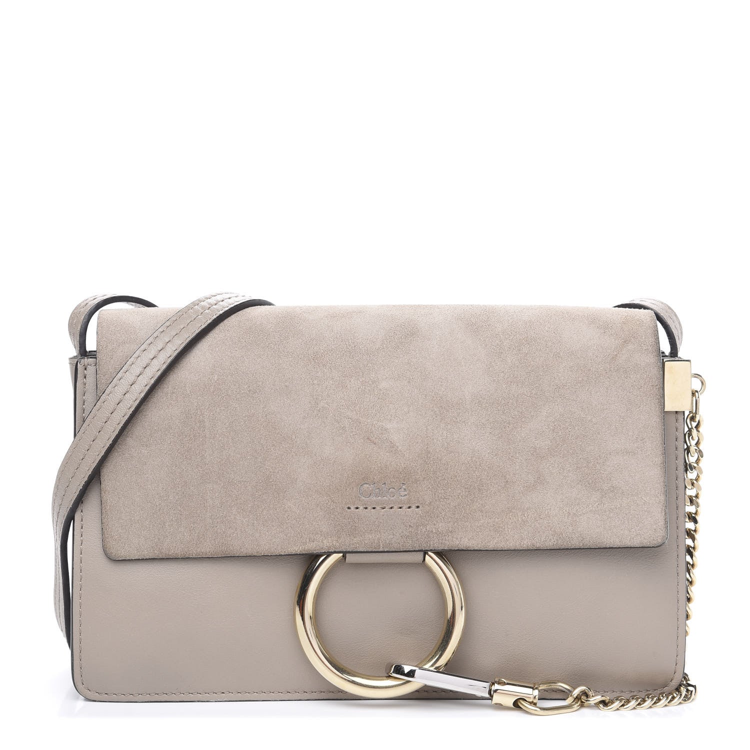 Chloe Suede Calfskin Small Faye Shoulder Bag Motty Grey 1 of 11
