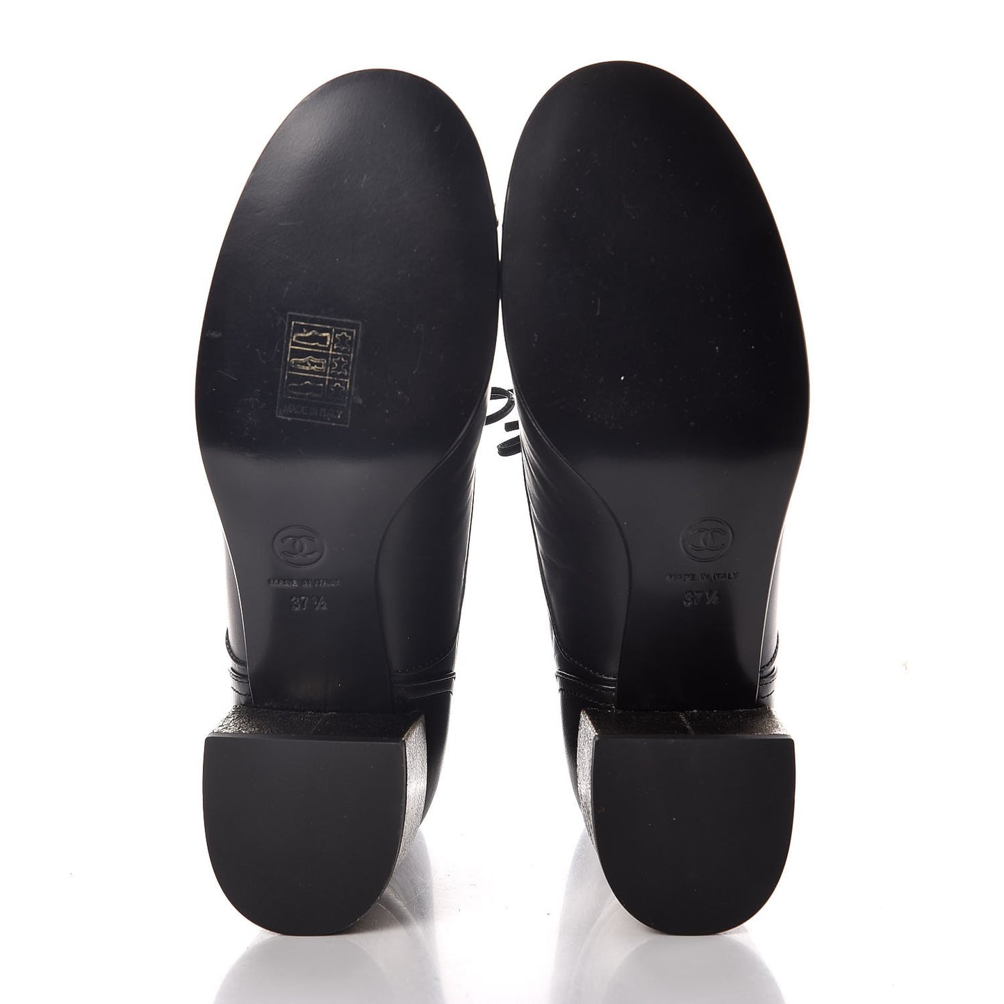 Calfskin Patent Pearl Short Boots 37.5 Black Gold