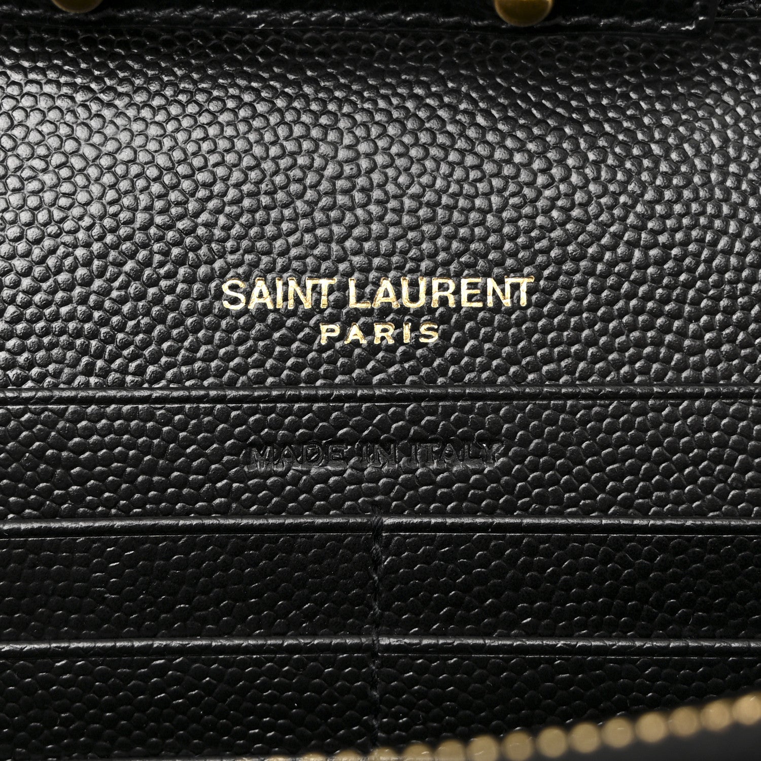 Saint Laurent Grain De Poudre Matelasse Chevron Monogram Chain Wallet Black 6 of 13