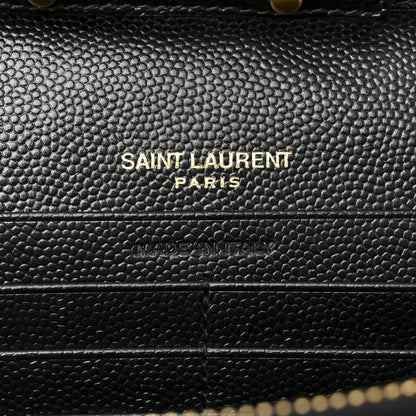 Saint Laurent Grain De Poudre Matelasse Chevron Monogram Chain Wallet Black 6 of 13