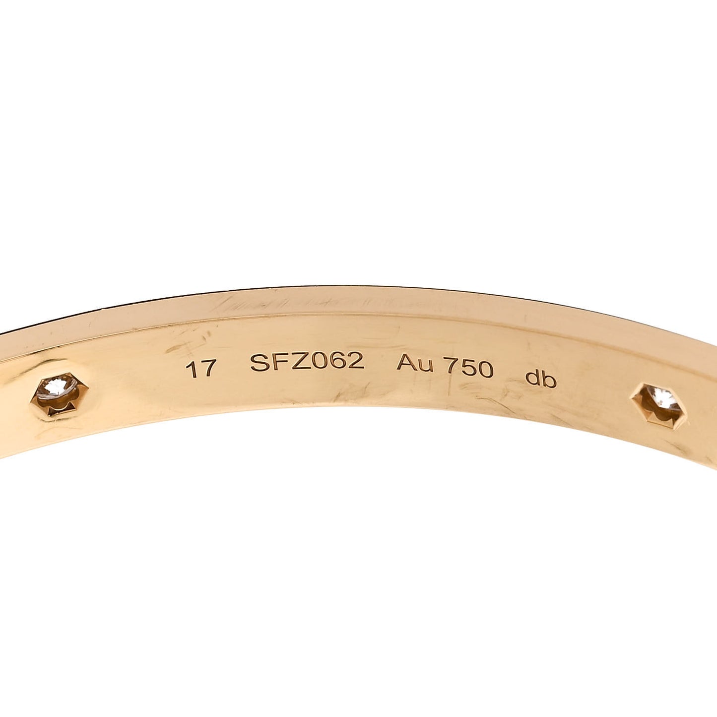18K Yellow Gold 4 Diamond LOVE Bracelet 17