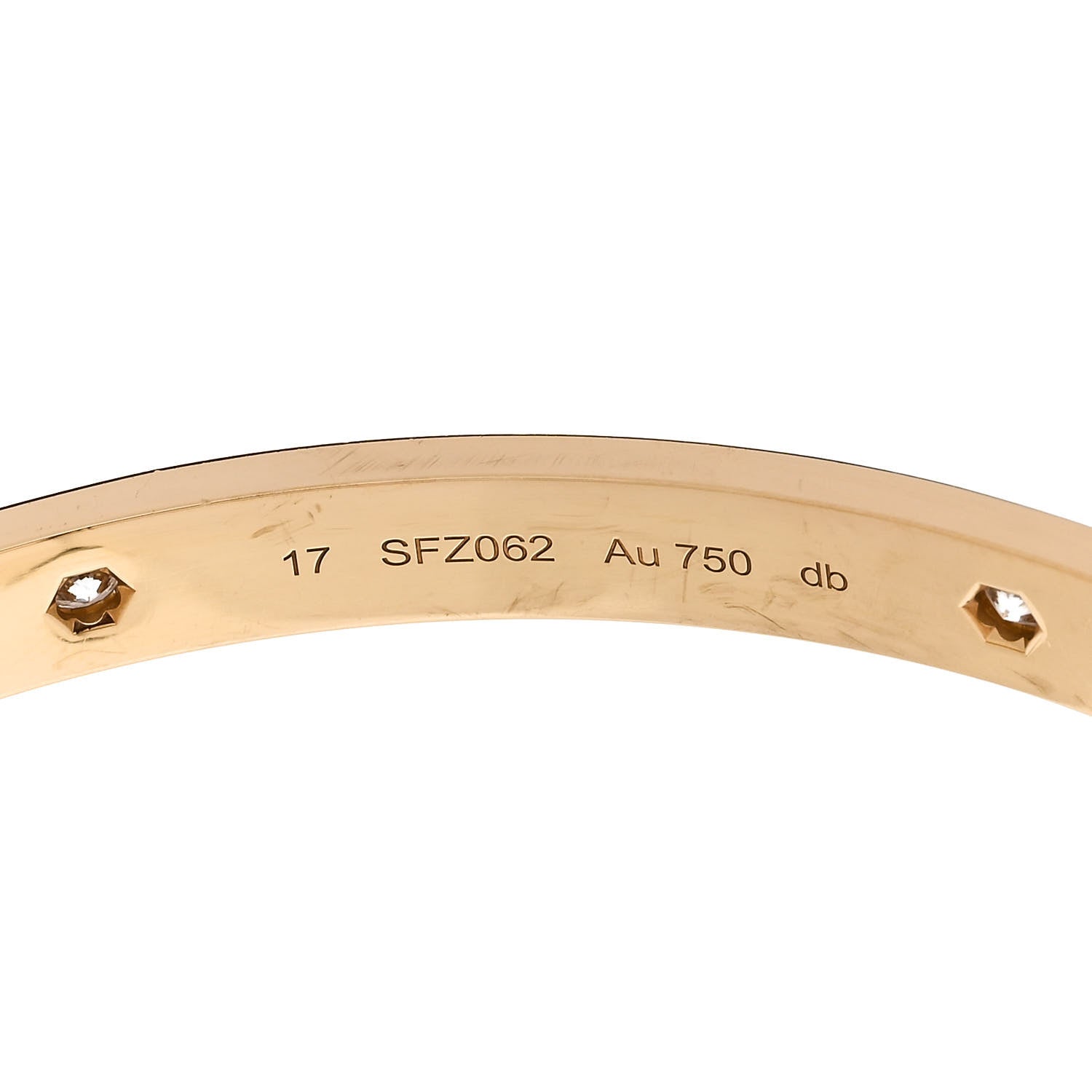 Cartier 18K Yellow Gold 4 Diamond LOVE Bracelet 17 5 of 6