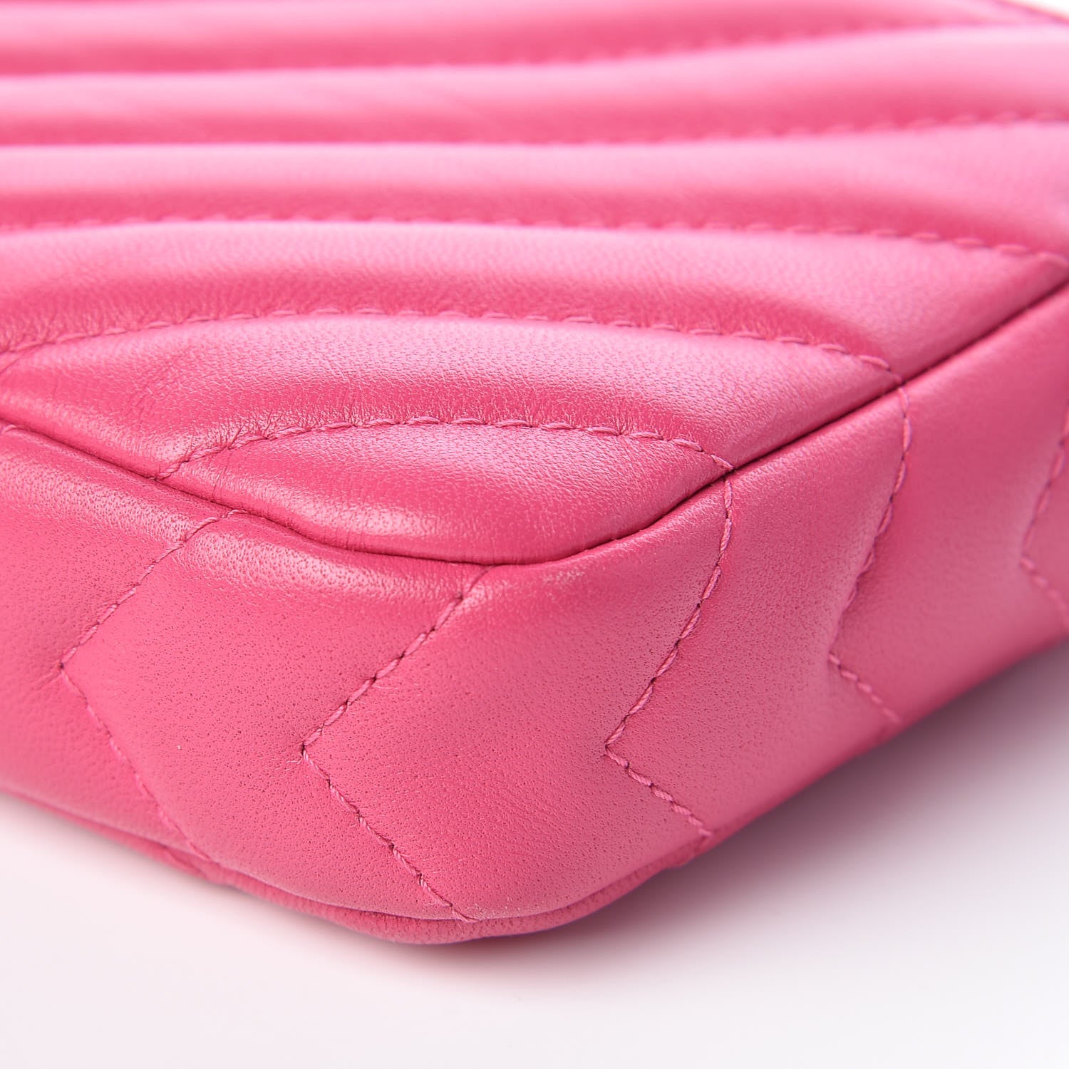 Chanel Lambskin Chevron Quilted Small Clutch With Chain Pink 6 of 13
