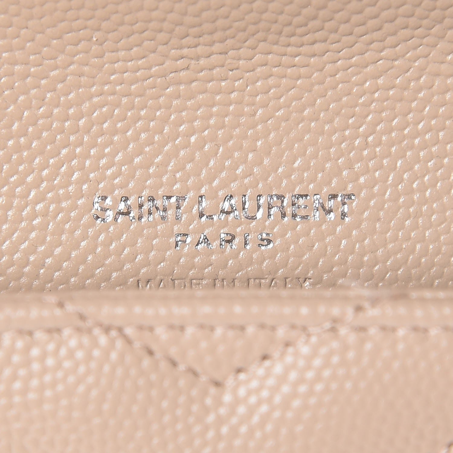 Saint Laurent Grain De Poudre Matelasse Chevron Small Monogram Envelope Wallet Dark Beige 6 of 9