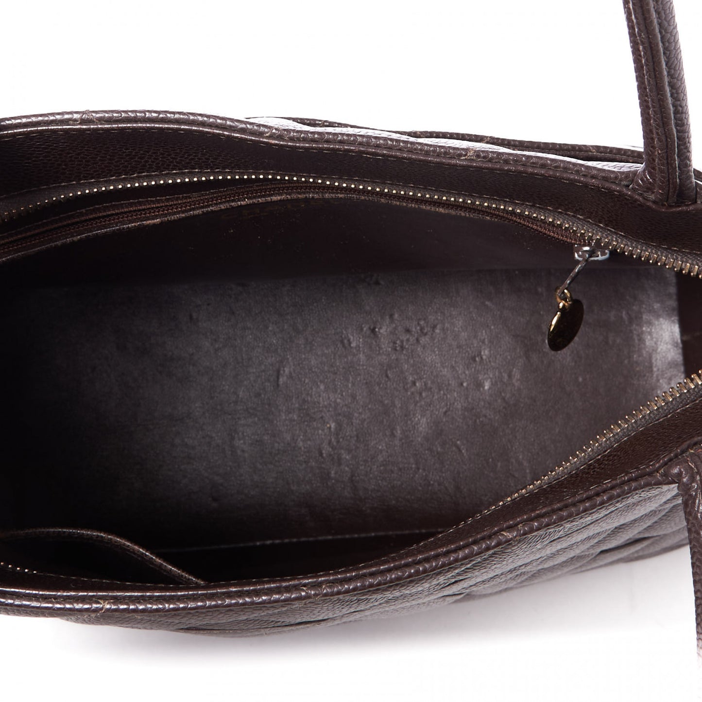 Caviar Quilted Medallion Tote Dark Brown