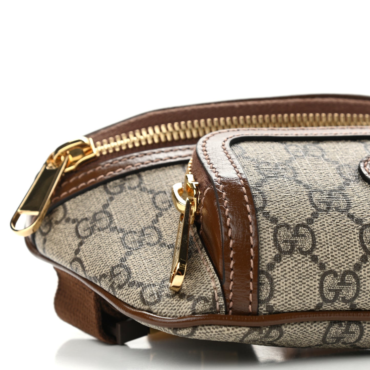 GG Supreme Monogram Textured Calfskin Retro Interlocking G Belt Bag Beige Ebony Brown Sugar