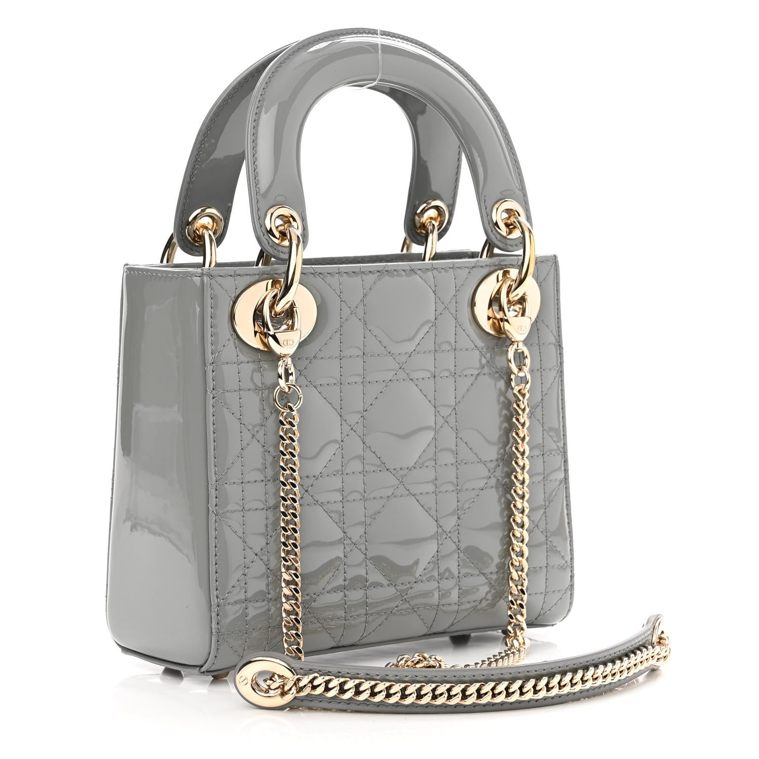 Christian Dior Patent Cannage Mini Lady Dior Grey Stone 2 of 10