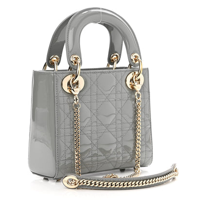Christian Dior Patent Cannage Mini Lady Dior Grey Stone 2 of 10