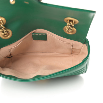 Gucci Calfskin Matelasse Mini GG Marmont Shoulder Bag Emerald Green 5 of 11